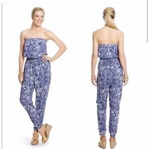 Lilly Pulitzer Target strapless jumpsuit Upstream navy fish womens xxl 2x plus